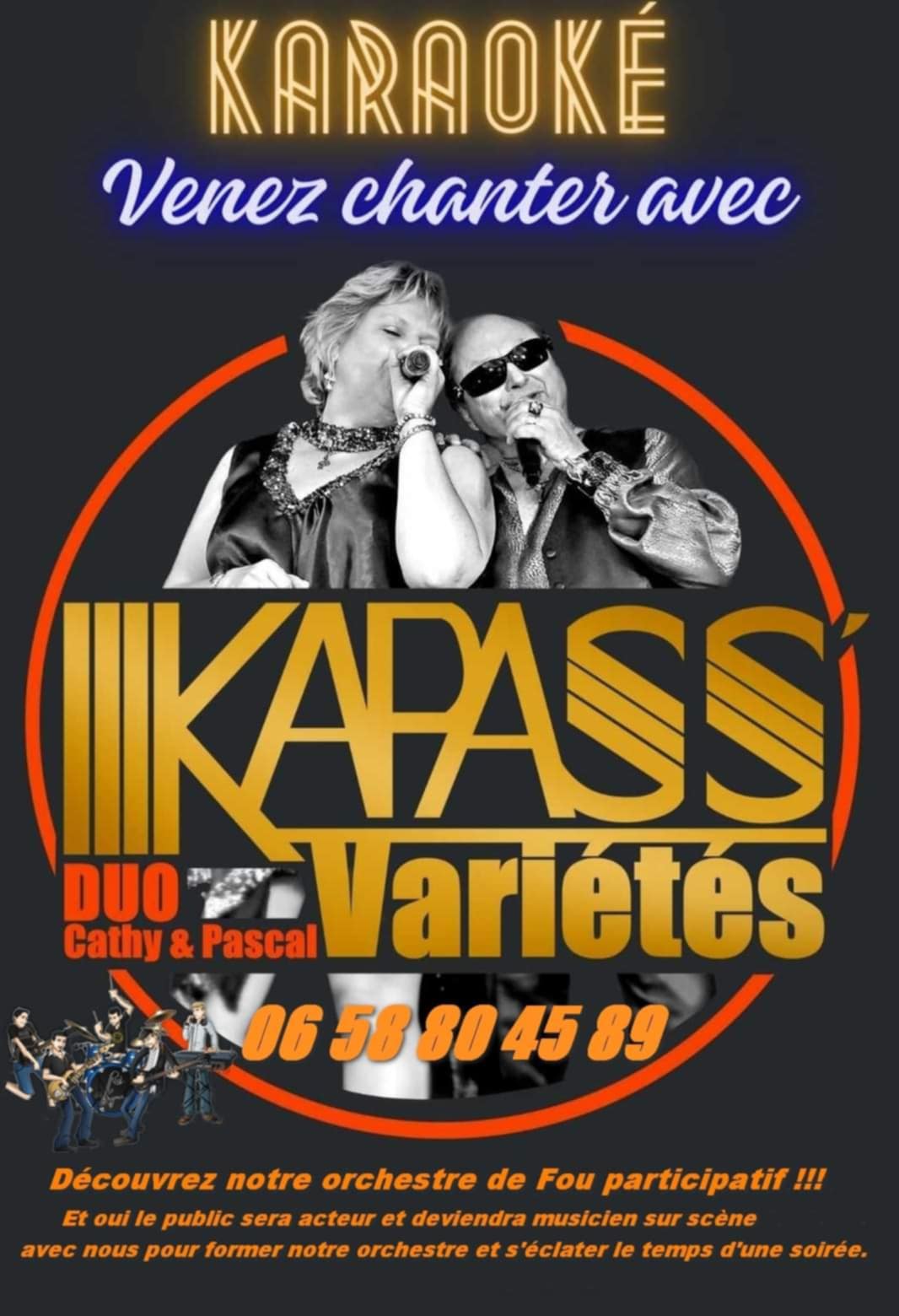 Affiche karaoké Kapass Variétés venez chanter avec nous